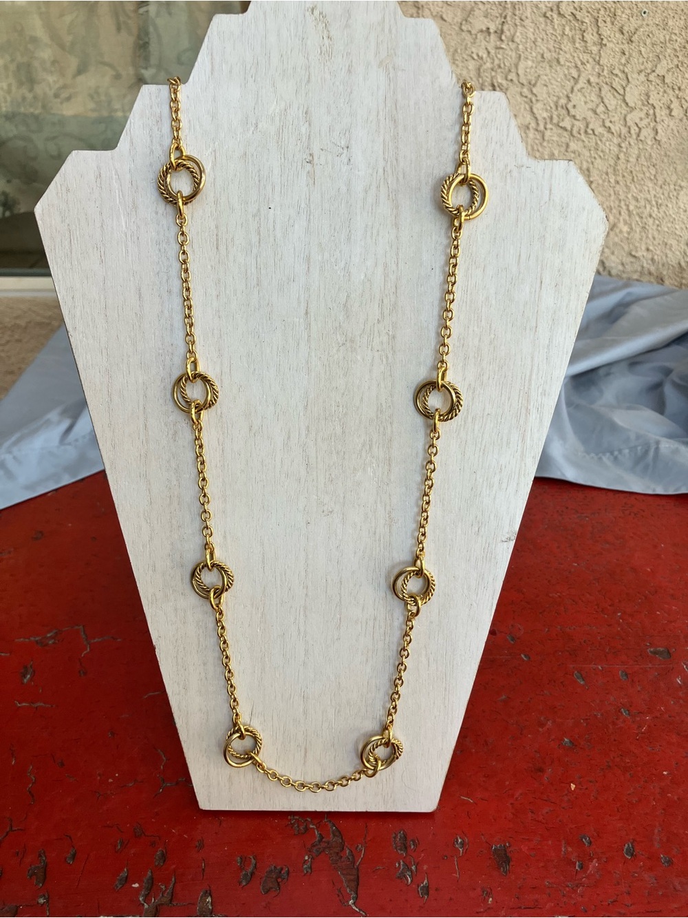 Ralph Lauren 34” Elegant Gold-Tone Long Chain Necklace with Textured Link Accent
